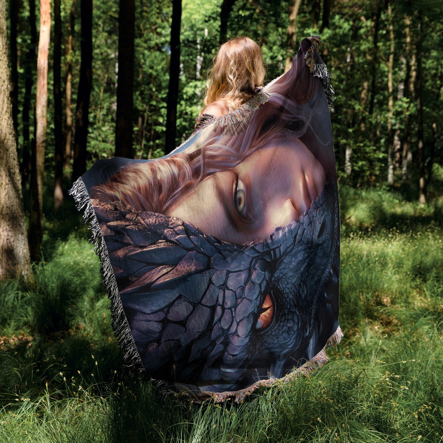 ππ₯ Fourth Wing Inspired Woven Throw Blanket - Dragon & Rider Fusion ππ