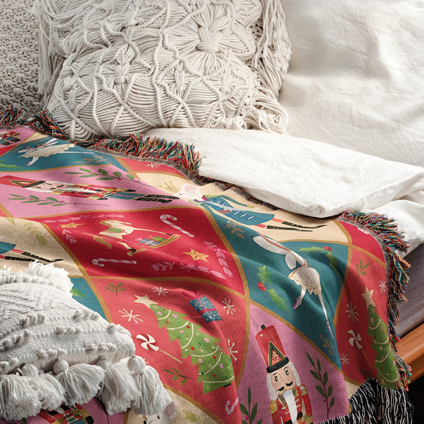 Nutcracker Christmas Woven Throw Blanket