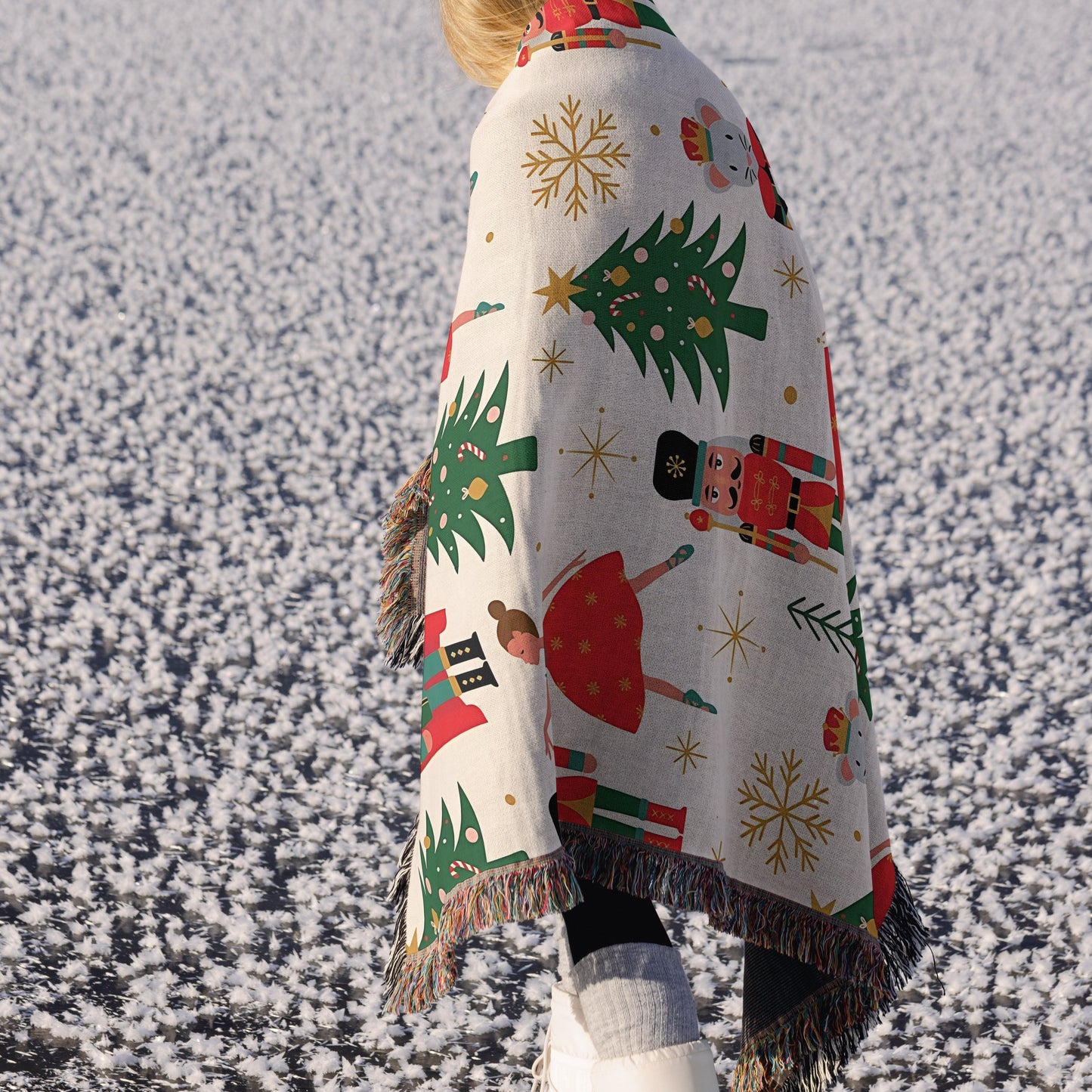 Nutcracker Xmas Woven Throw Blanket