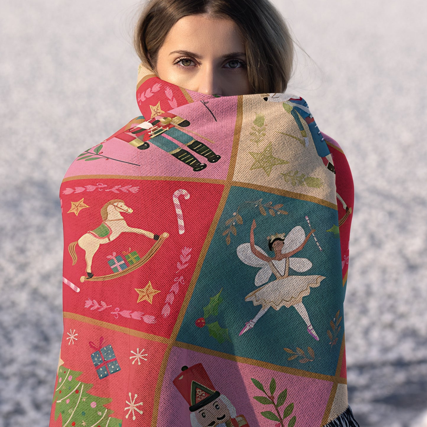 Nutcracker Christmas Woven Throw Blanket