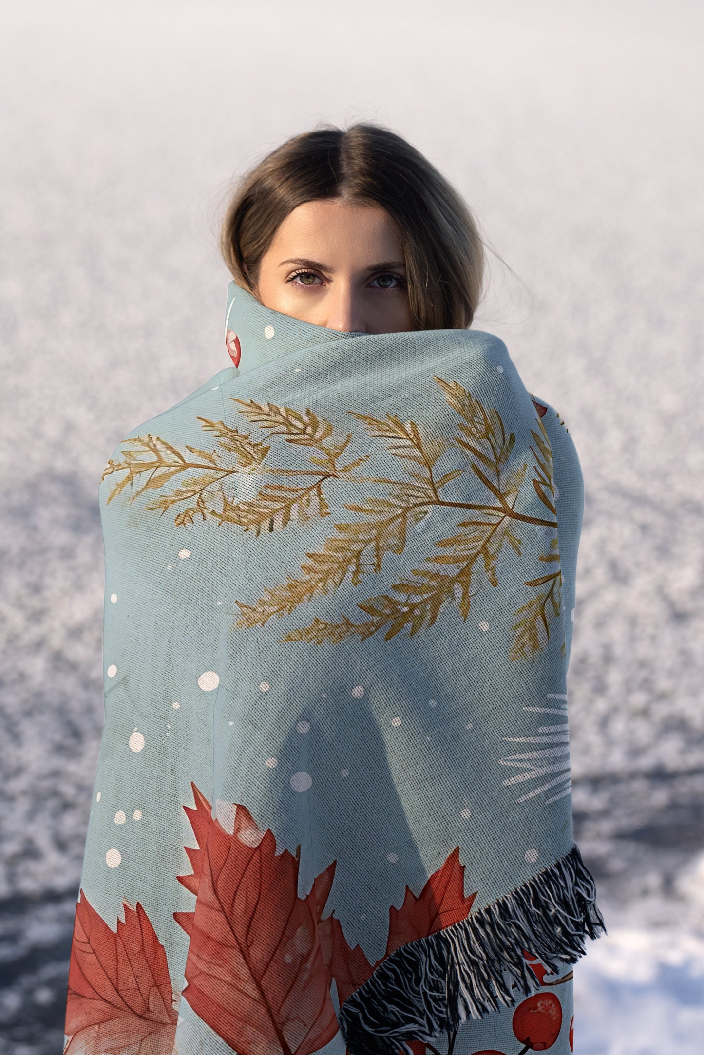 Winterberry & Pine Christmas Woven Throw Blanket