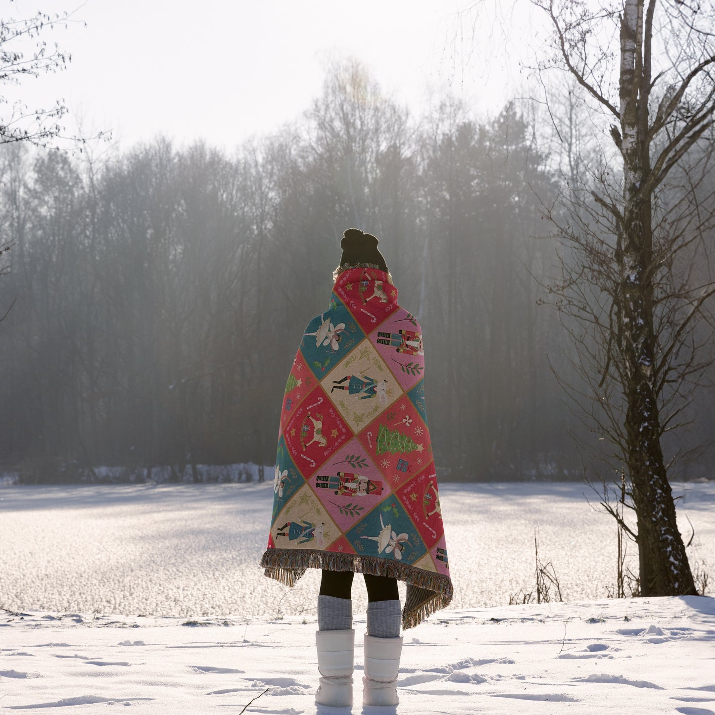 Nutcracker Christmas Woven Throw Blanket