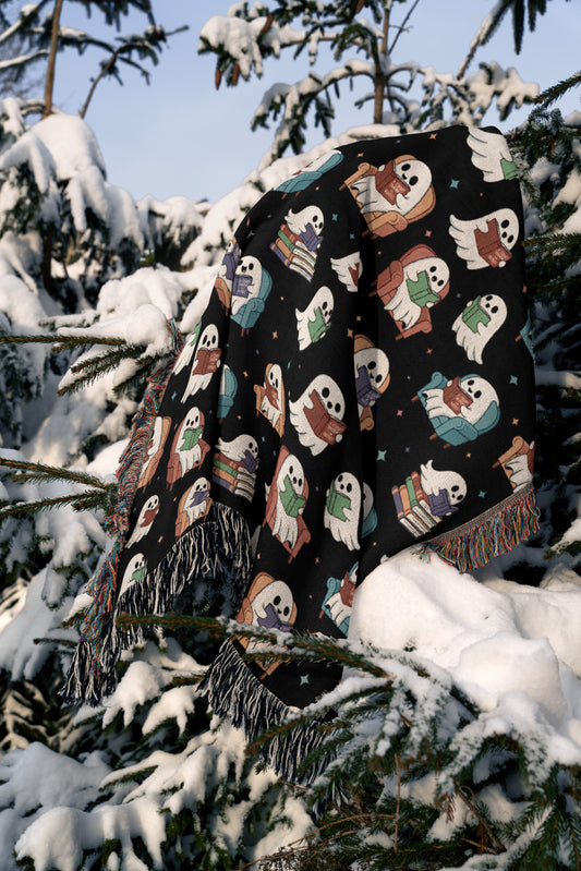 ACOTAR Ghost Reading Woven Throw Blanket