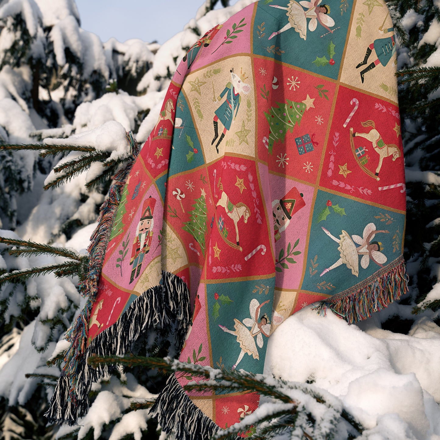 Nutcracker Christmas Woven Throw Blanket