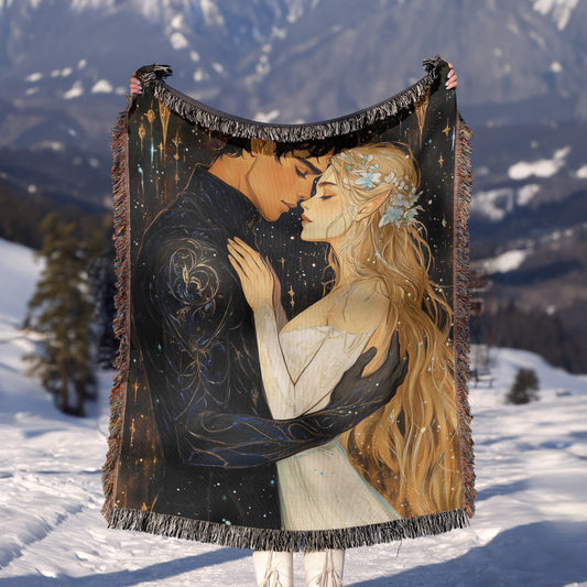 Feyre and Rhysand Night Court Woven Throw Blanket