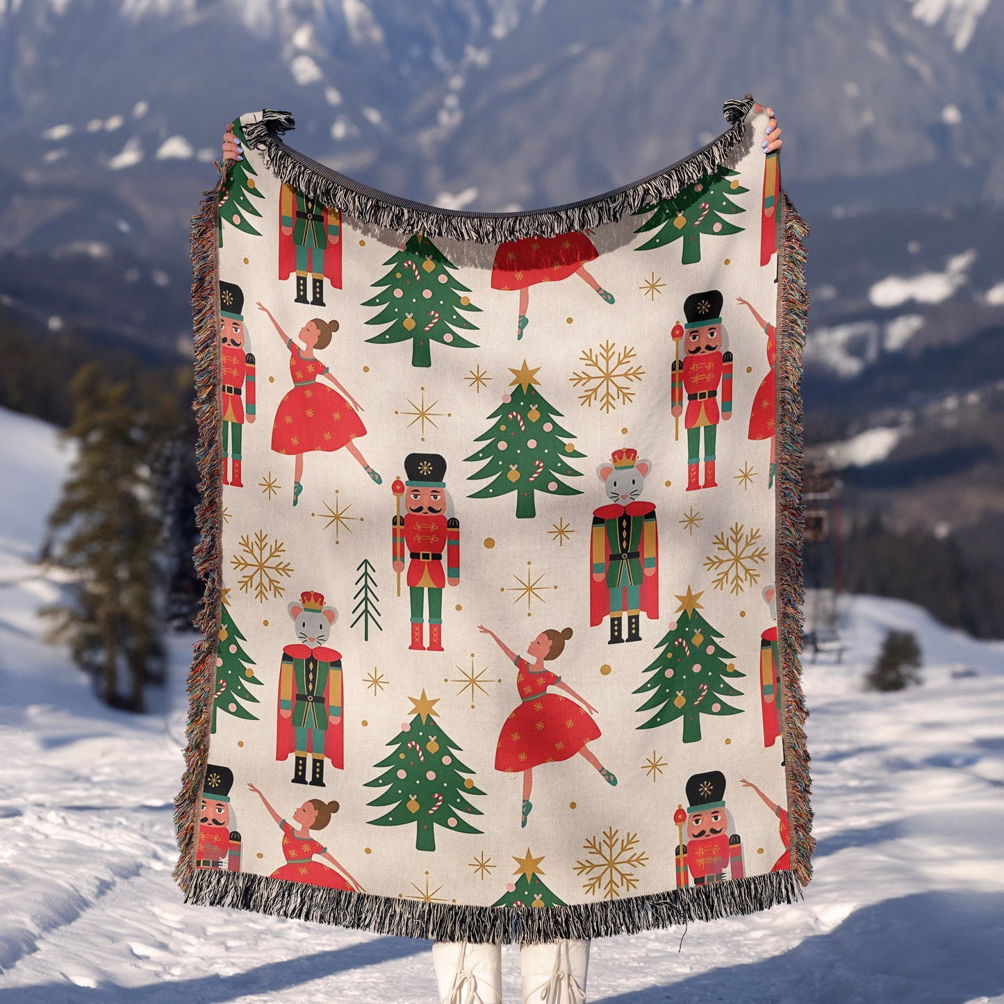 Nutcracker Xmas Woven Throw Blanket