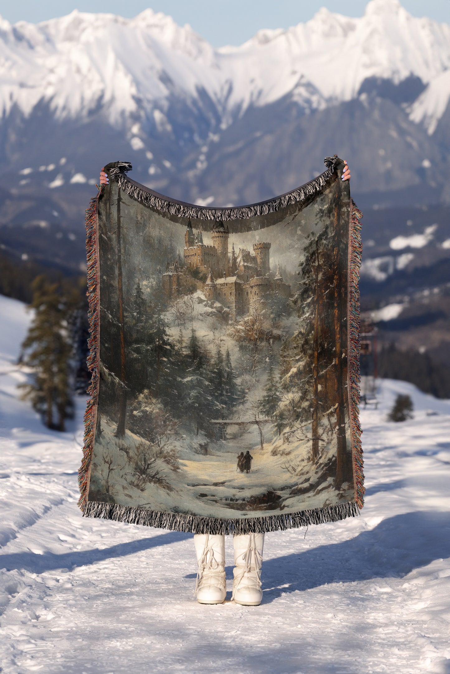 Medieval Castle Woven Throw Blanket –