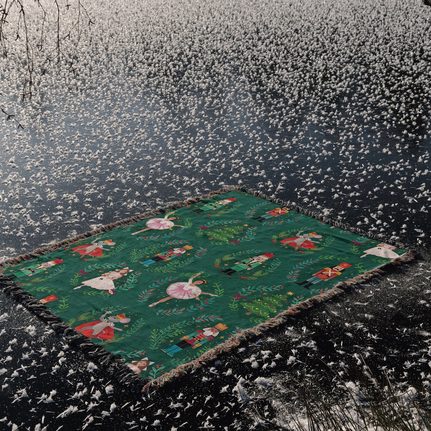 Nutcracker Ballet Christmas Woven Throw Blanket