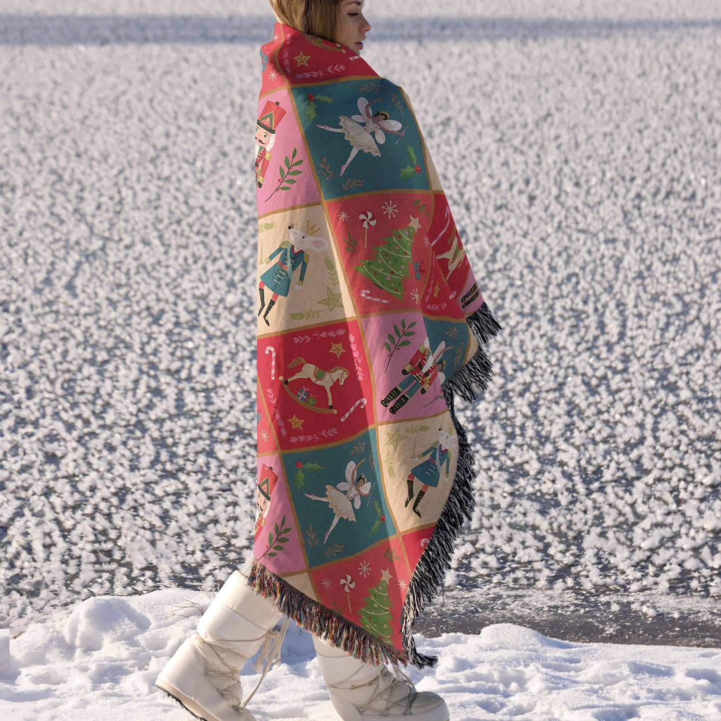 Nutcracker Christmas Woven Throw Blanket