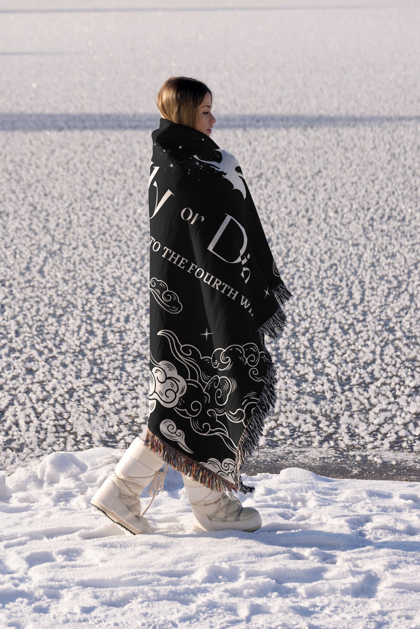 Black Fly or Die Woven Throw Blanket - MagicMerchEmporium