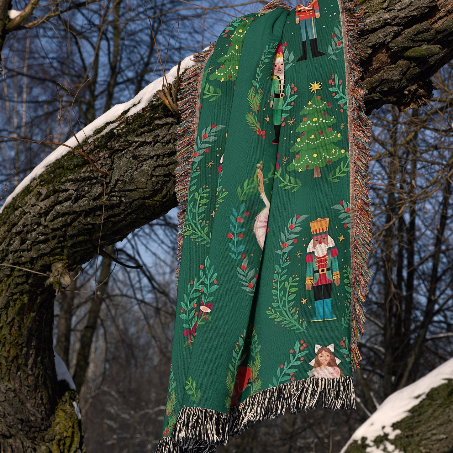 Nutcracker Ballet Christmas Woven Throw Blanket