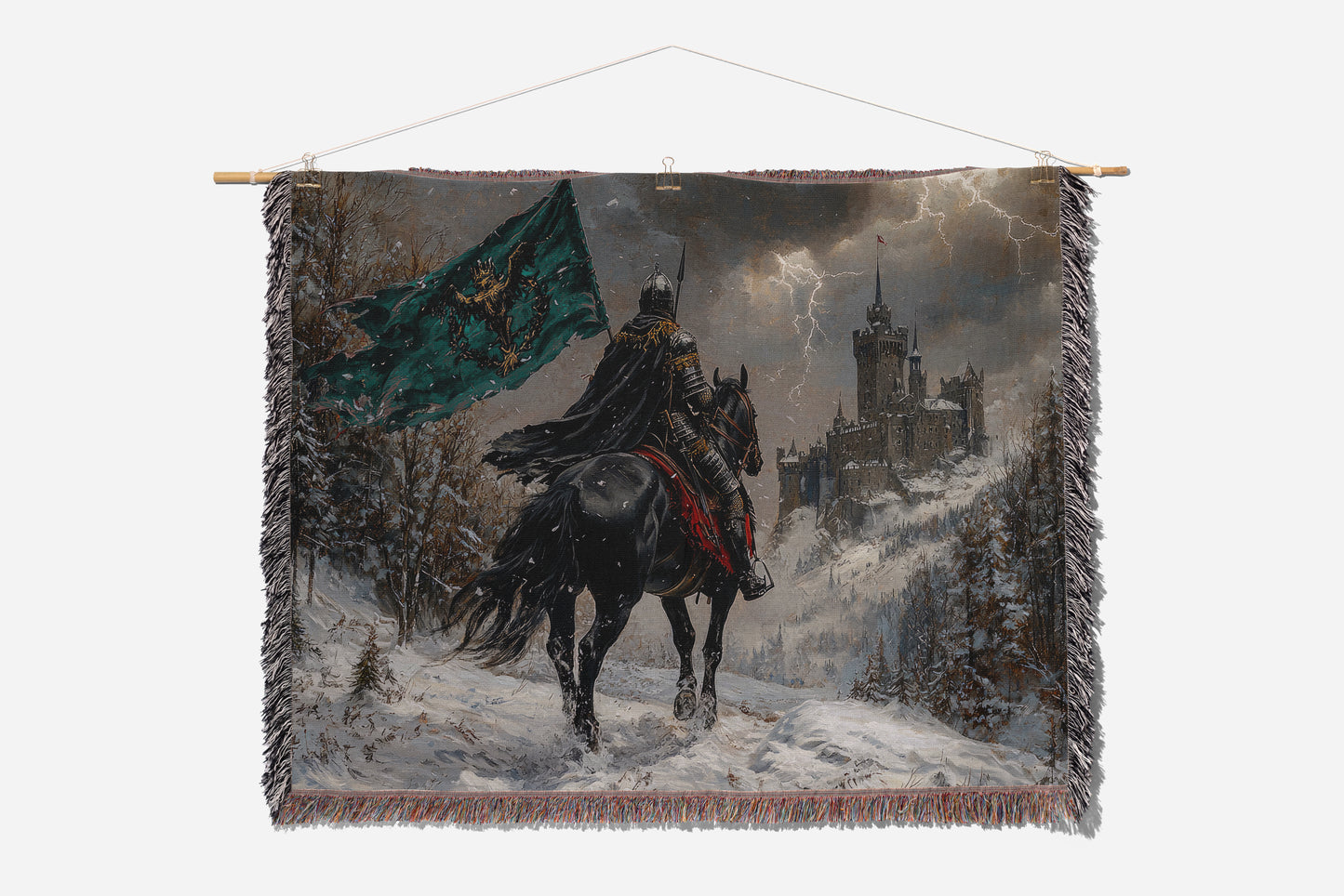 Medieval Knight Woven Throw Blanket – Castlecore Fantasy Home Decor