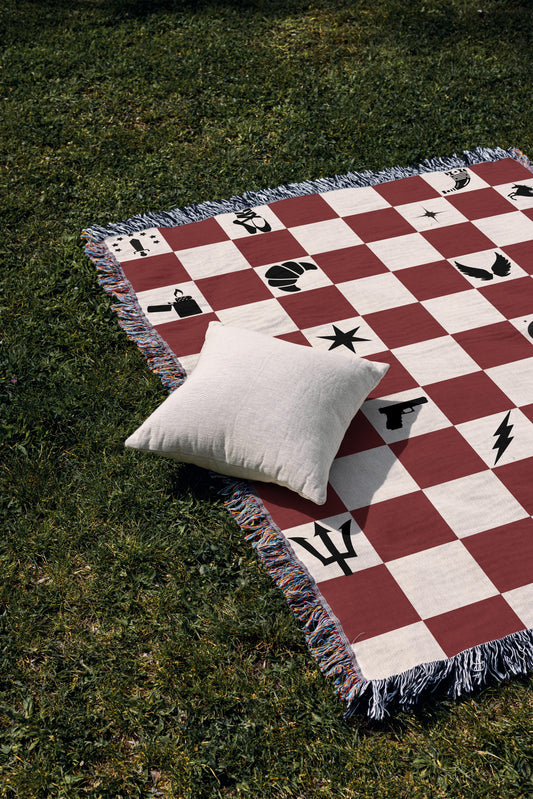 Red Crescent City Woven Throw Blanket