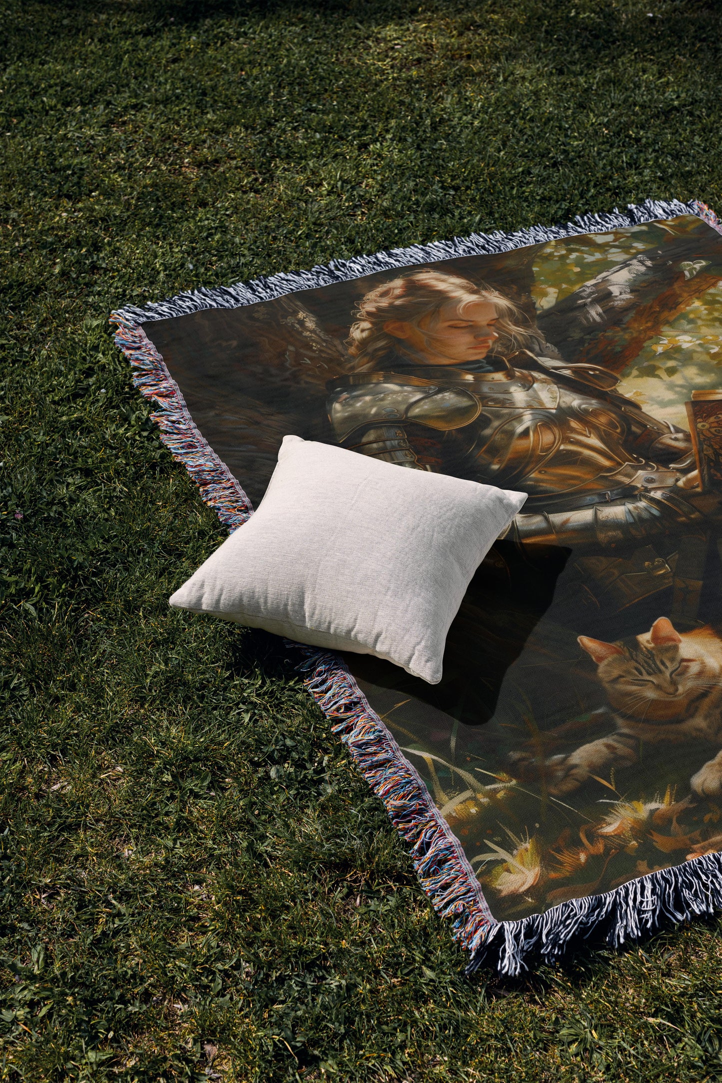 Medieval Bengal Cat Warrior Blanket