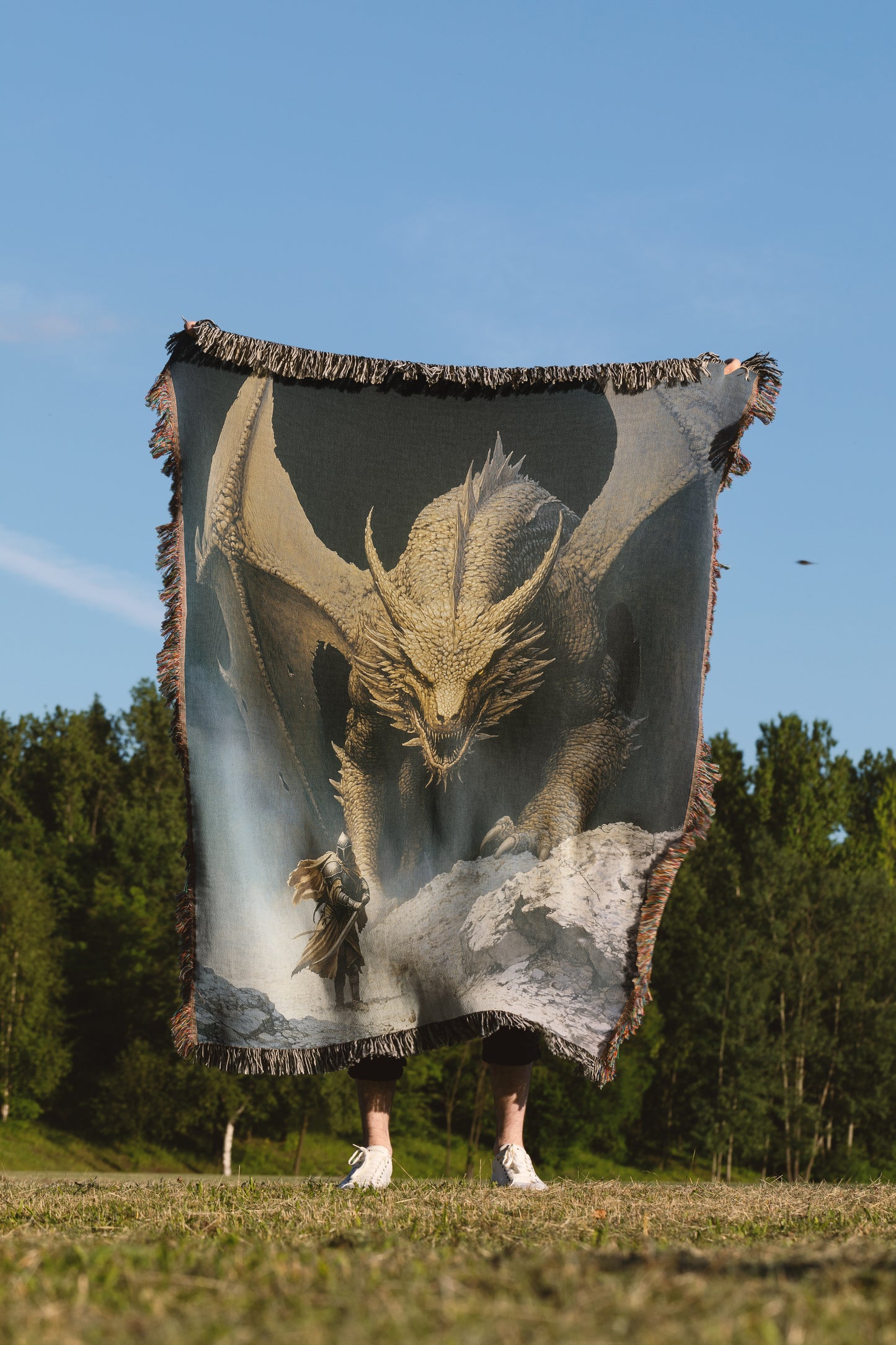 Knight vs. Dragon Woven Throw Blanket