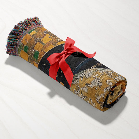 Gustav Klimt-Inspired ACOTAR Woven Throw Blanket - MagicMerchEmporium