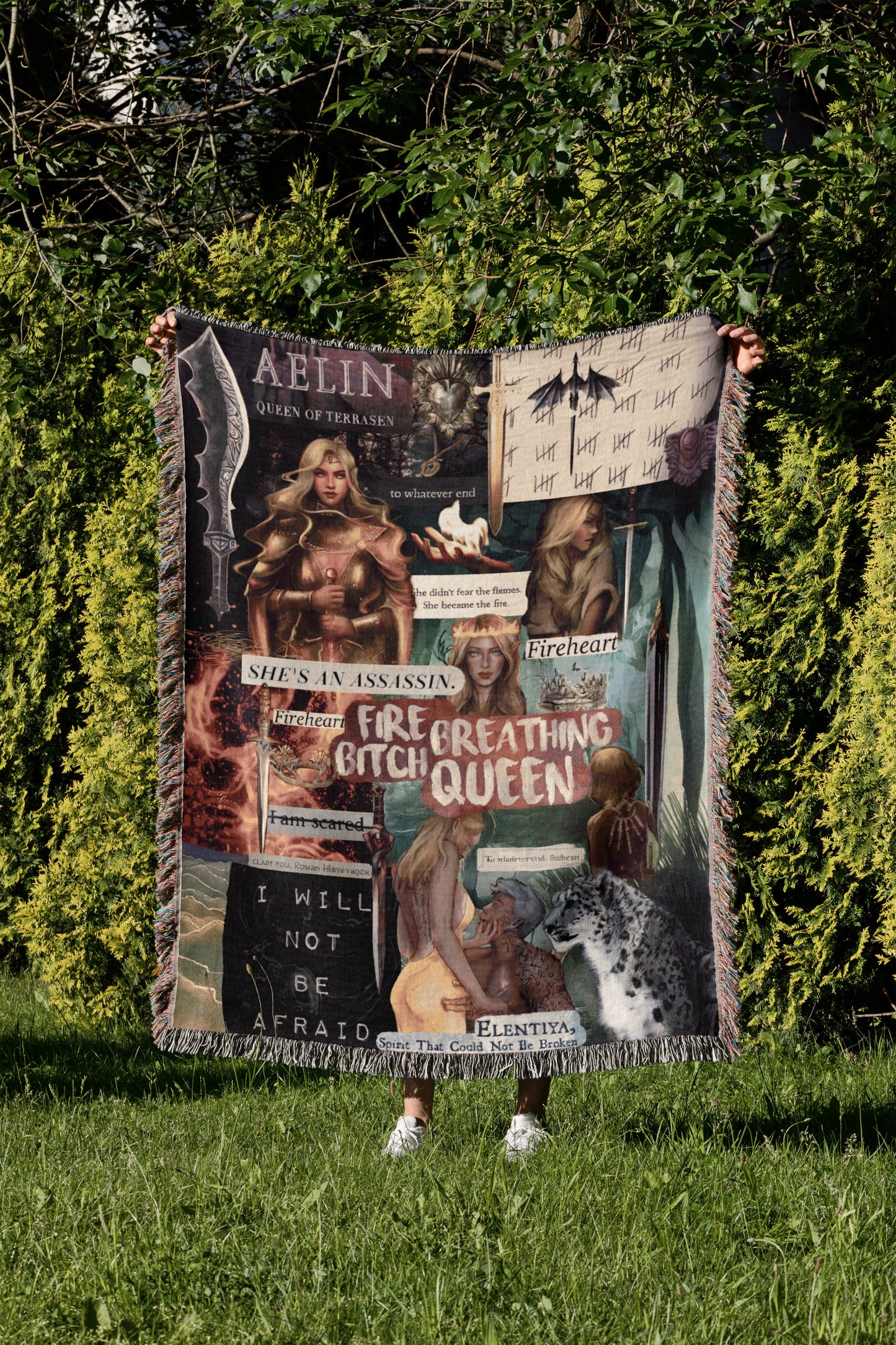 "Fire Breathing Queen" Woven Throw Blanket