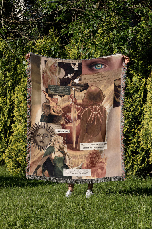 "Dreamer’s Collage" Woven Throw Blanket - MagicMerchEmporium