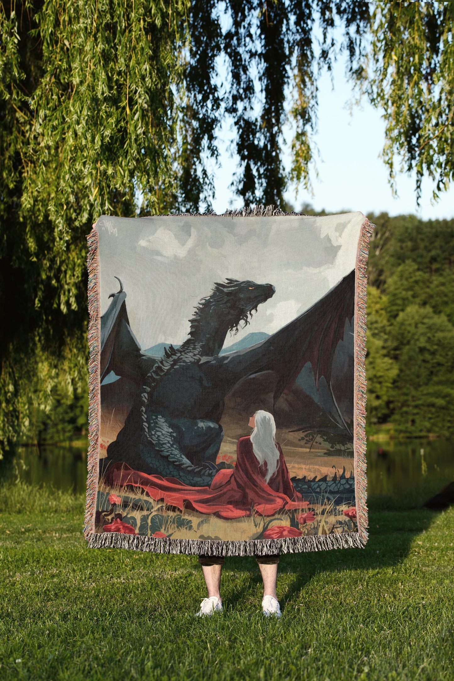 Manon Blackbeak in a Field Woven Throw Blanket