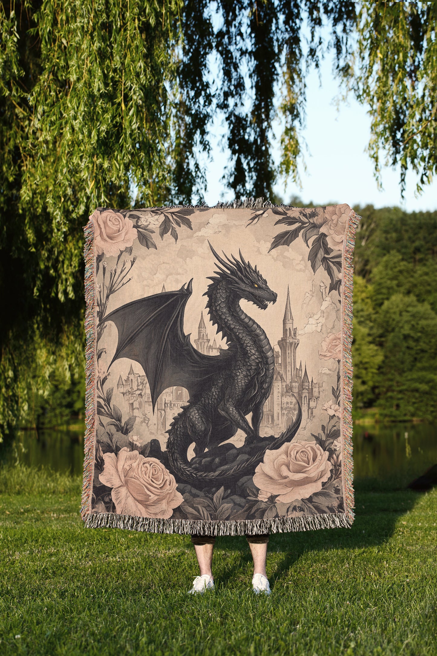 Enchanted Dragon Woven Throw Blanket
