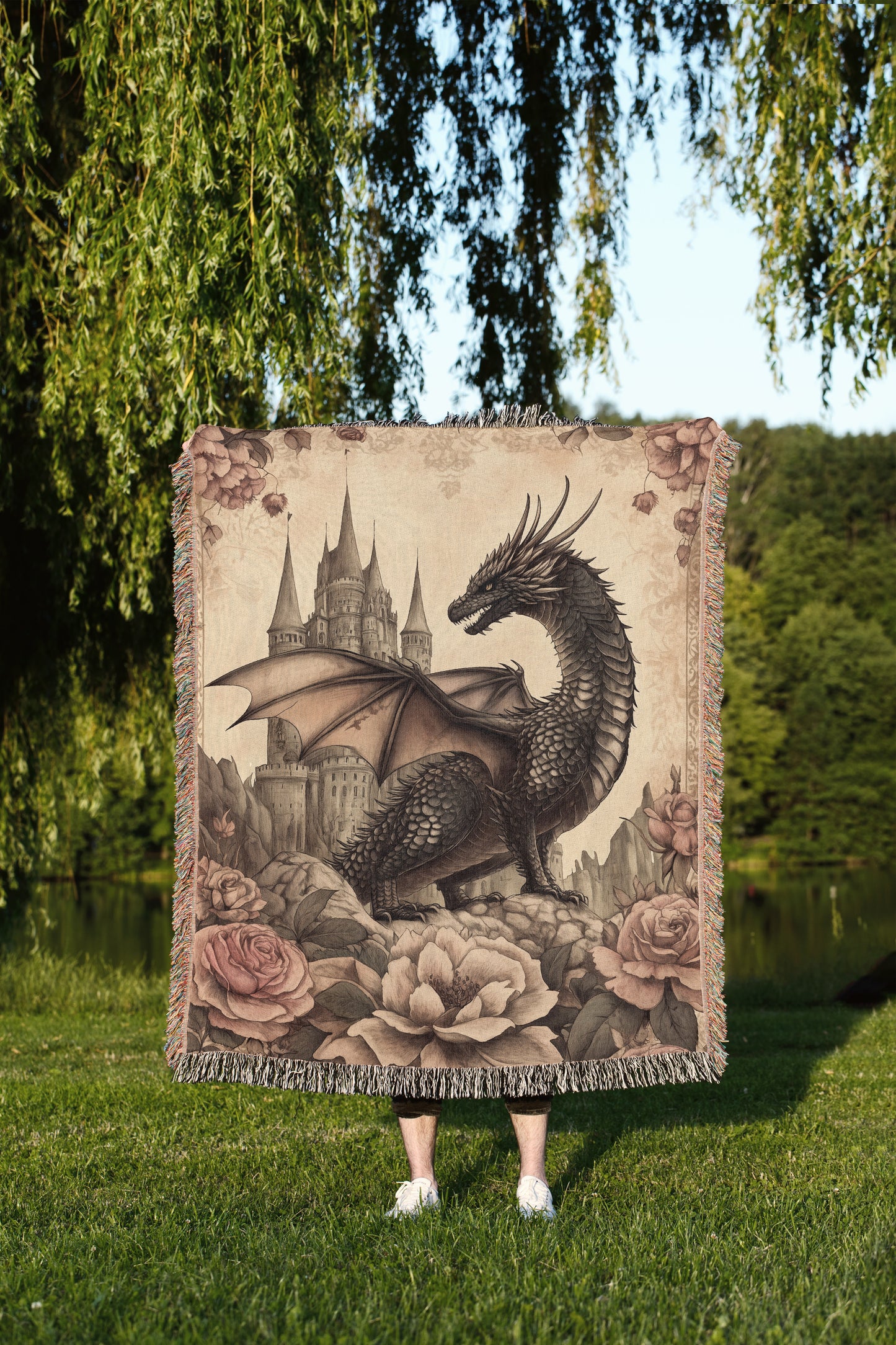 Mythical Dragon Woven Throw Blanket