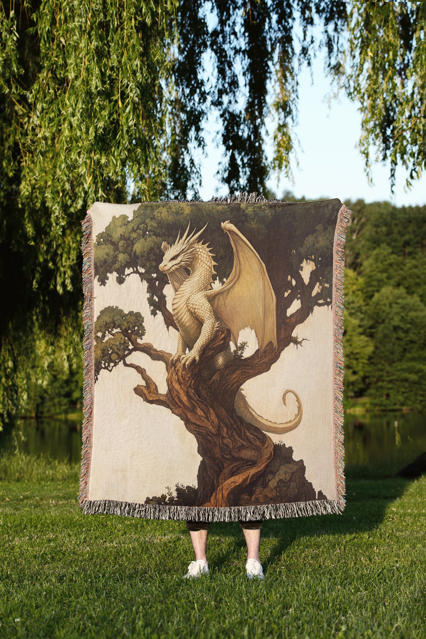 Mystical Dragon Woodland Woven Throw Blanket