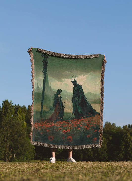 Medieval Encounter Woven Throw Blanket - MagicMerchEmporium