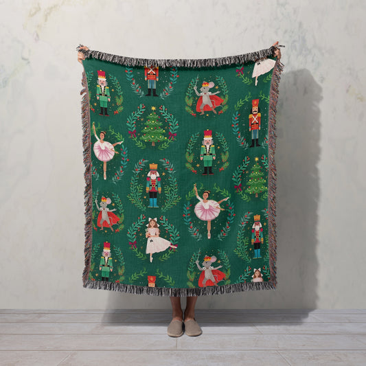 Nutcracker Ballet Christmas Woven Throw Blanket