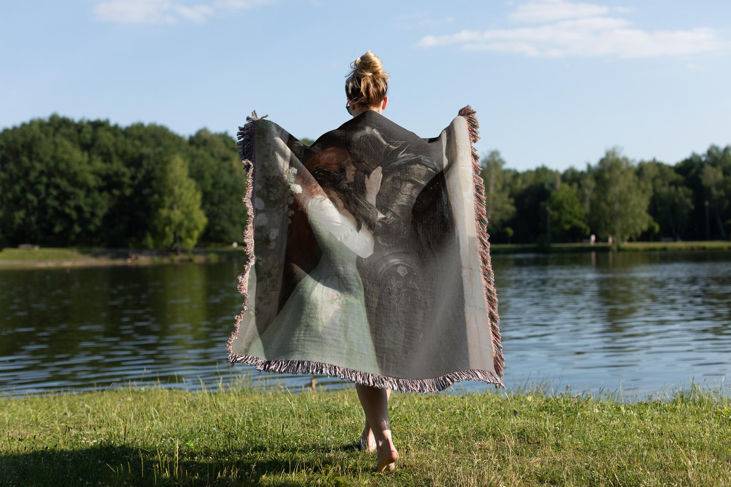 Medieval Romance Redhead Woven Throw Blanket