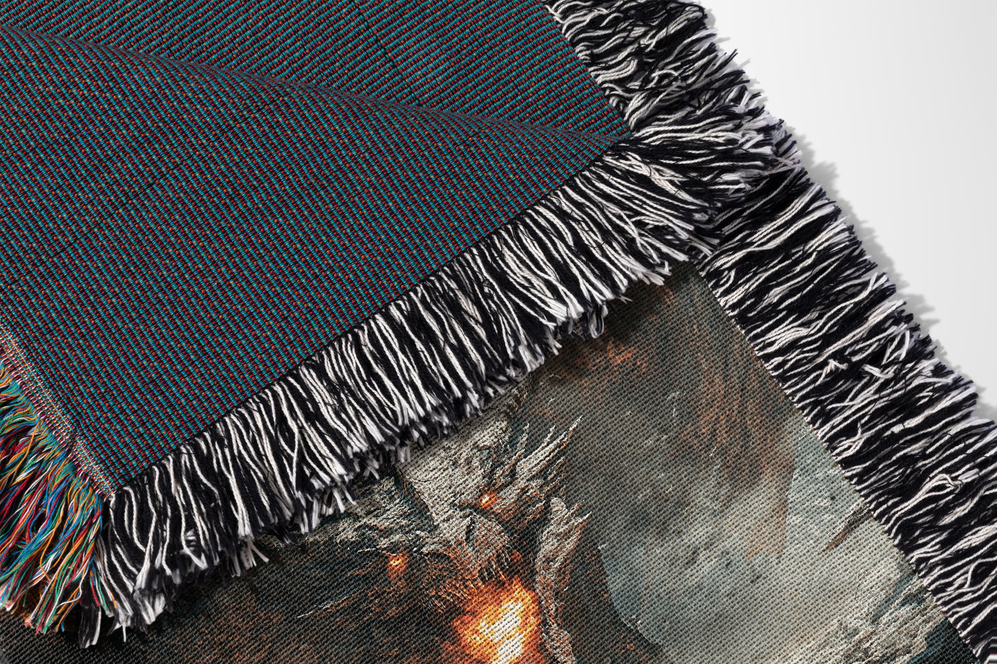 Dragon vs Knight Woven Throw Blanket