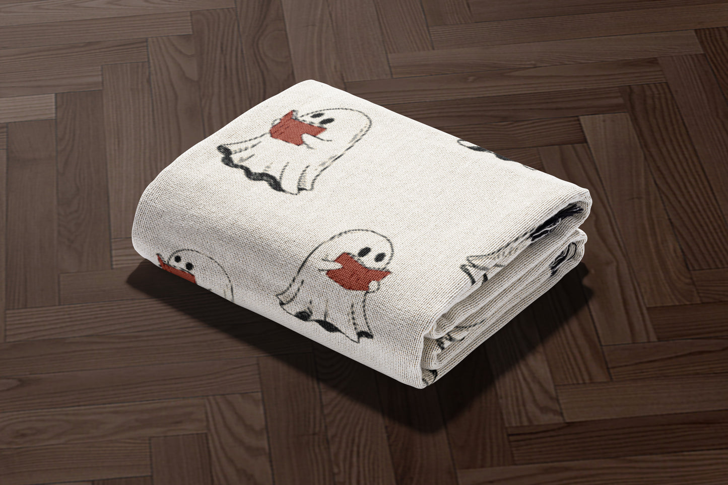 Cute Ghost Pattern Woven Throw Blanket