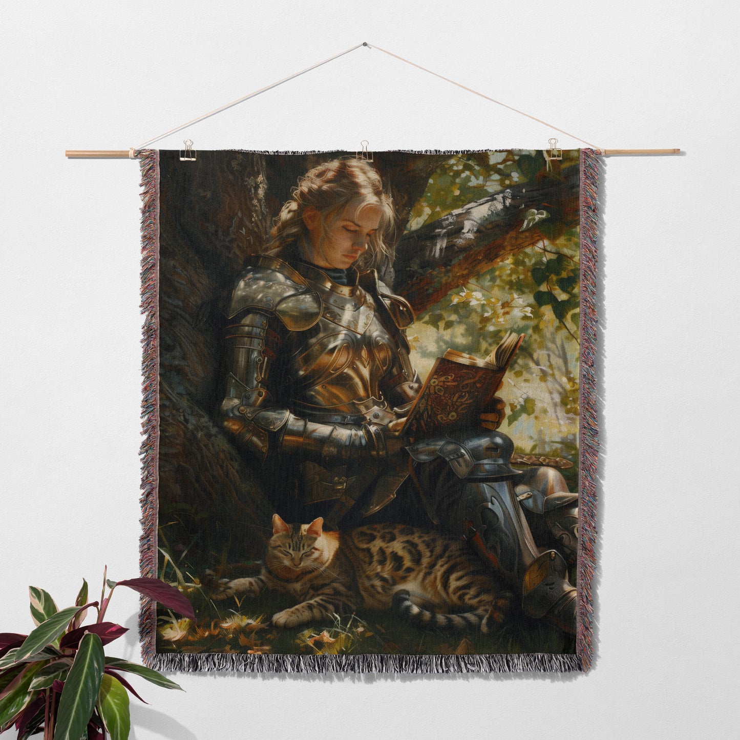 Medieval Bengal Cat Warrior Blanket
