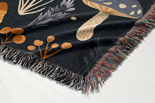 Whimsical Mushroom Woven Throw Blanket - MagicMerchEmporium