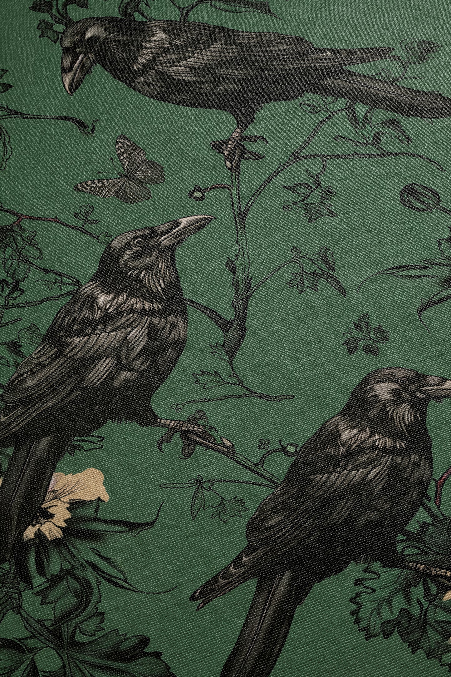 Gothic Raven & Botanical Woven Throw Blanket - MagicMerchEmporium