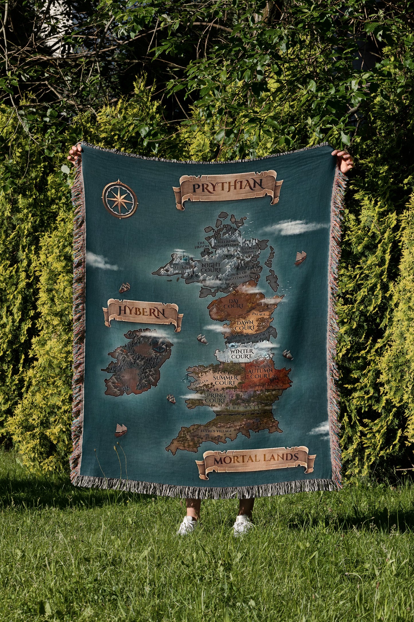 A Court of Thorns and Roses Map Woven Throw Blanket
