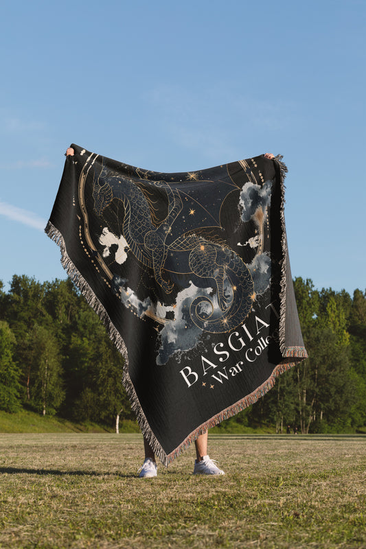 Black Basgiath War College Dragon Woven Throw Blanket - MagicMerchEmporium