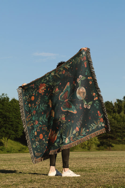 Mystic Moon Butterfly Woven Throw Blanket - MagicMerchEmporium