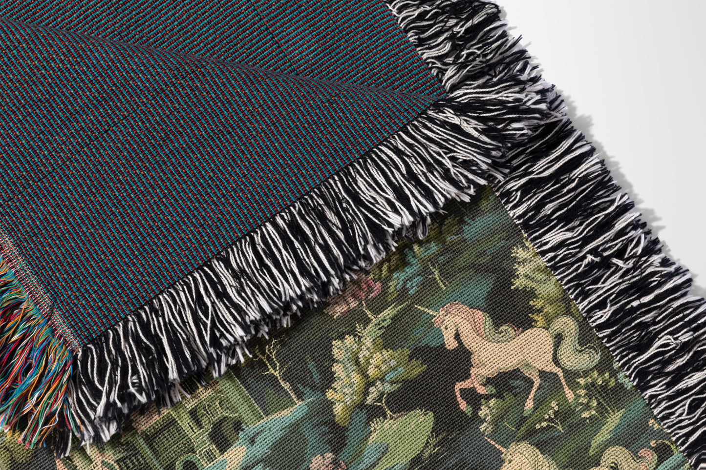 Mystical Castle & Unicorn Woven Throw Blanket - MagicMerchEmporium