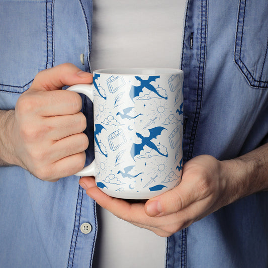Fourth Wing Blue Dragon Mug - MagicMerchEmporium