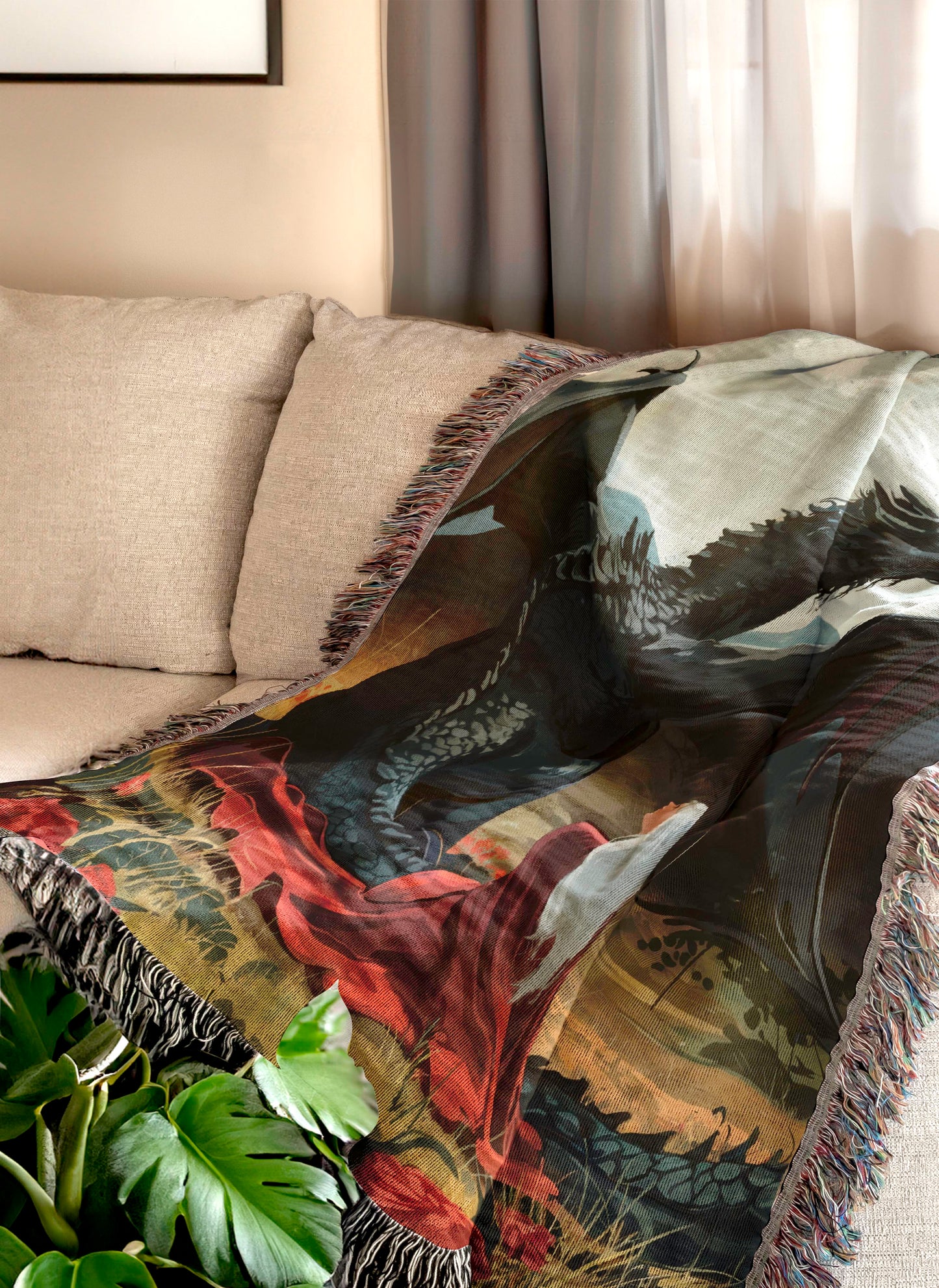 Manon Blackbeak in a Field Woven Throw Blanket