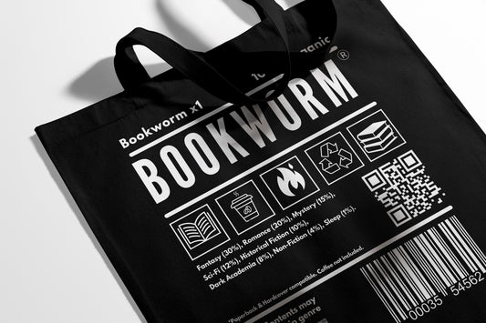 “BOOKWORM” Label Tote Bag