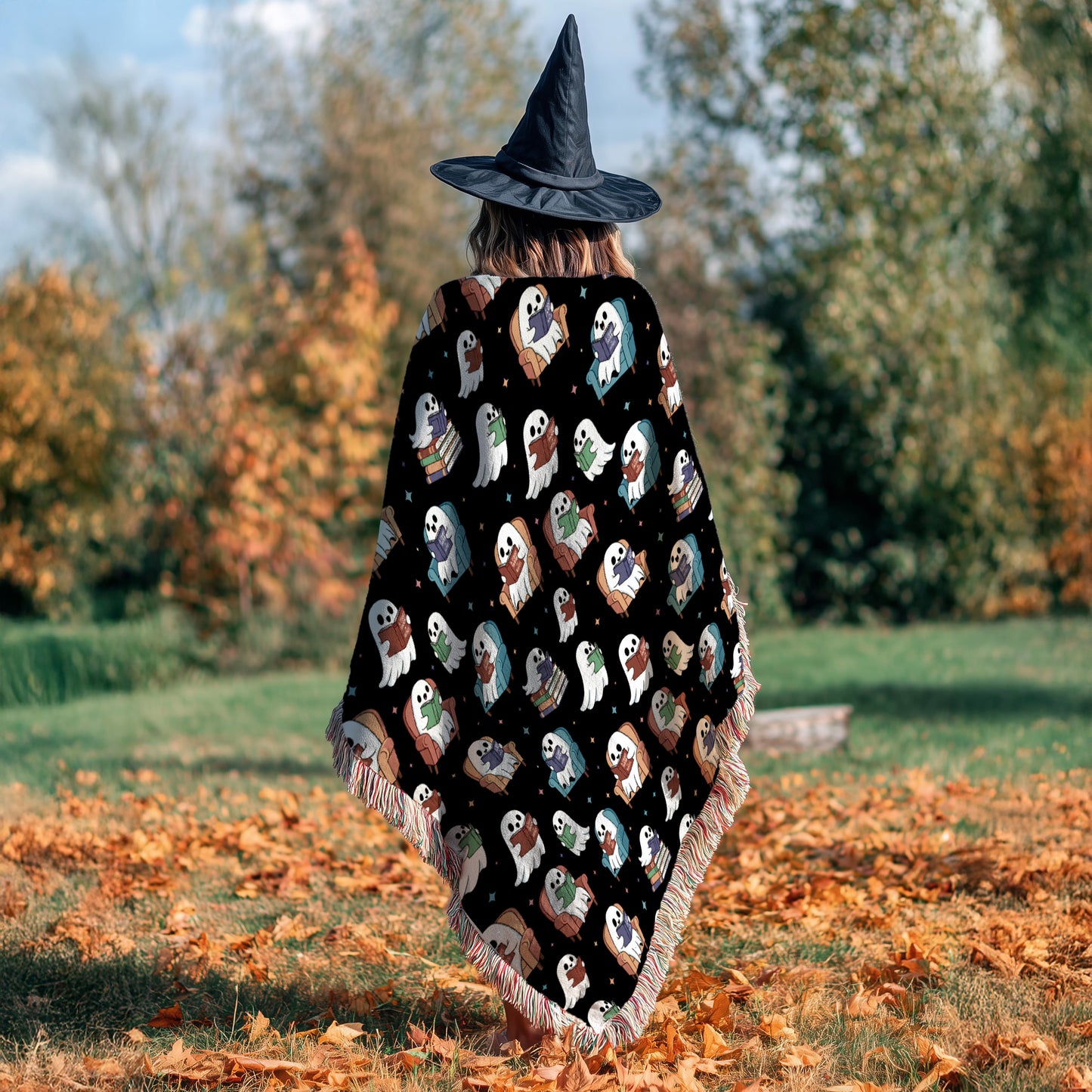 ACOTAR Ghost Reading Woven Throw Blanket