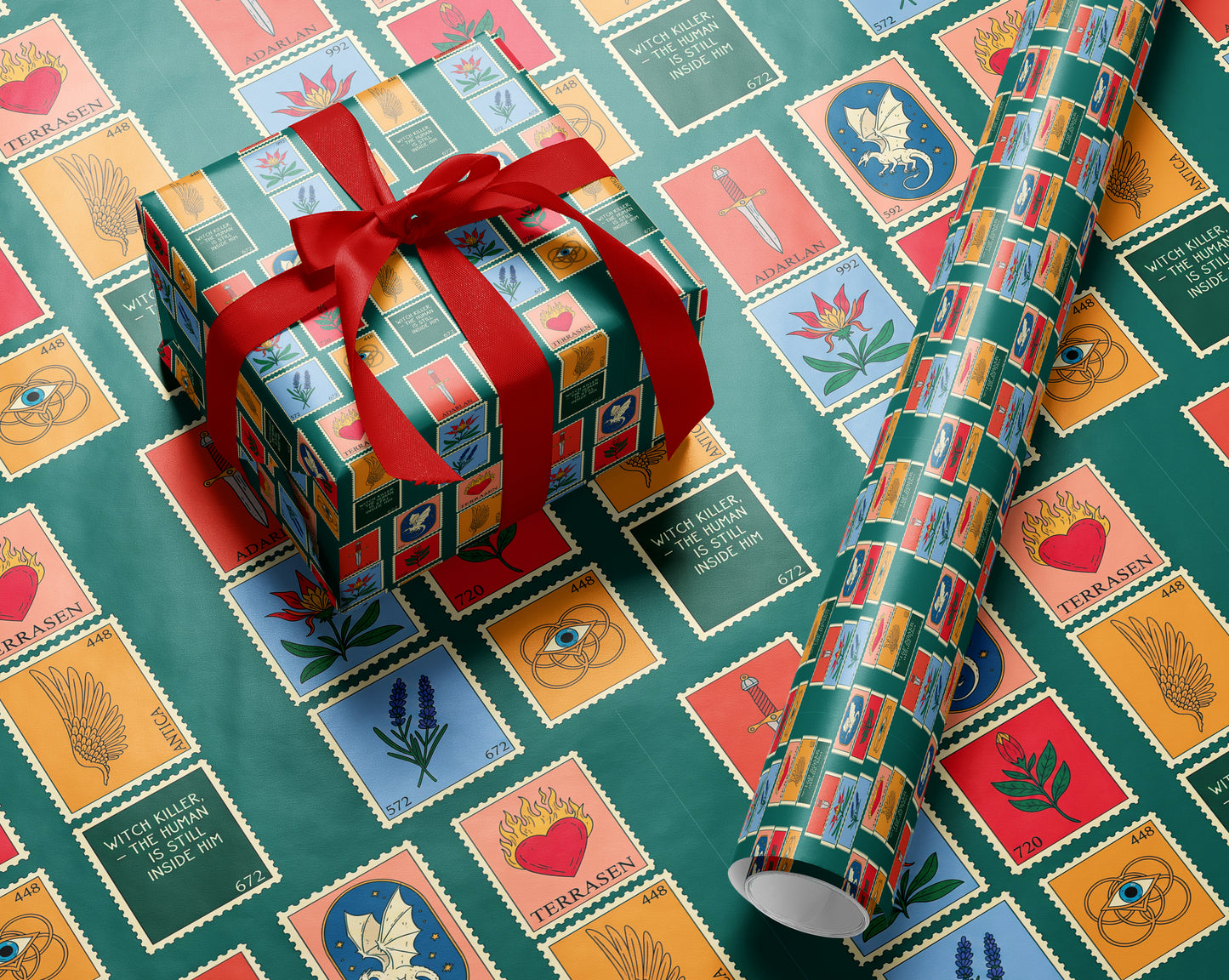 TOG inspired colorful stamp Wrapping Paper - MagicMerchEmporium