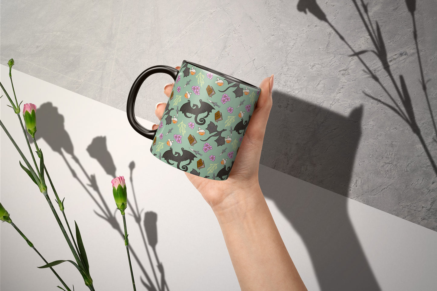 Black Fantasy Dragon Mug