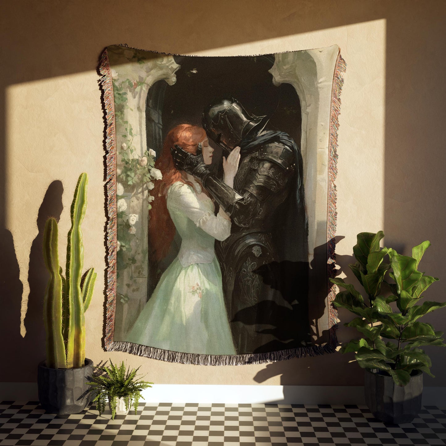 Medieval Romance Redhead Woven Throw Blanket