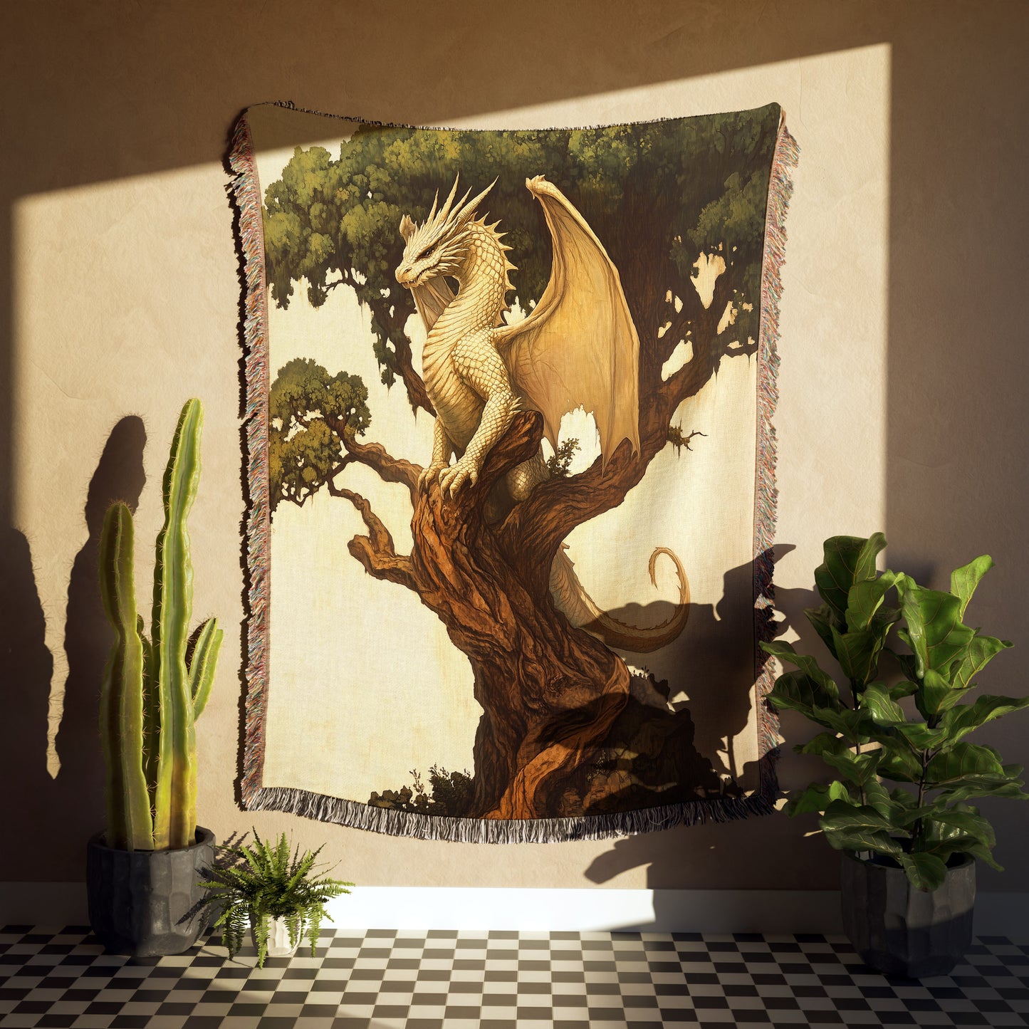 Mystical Dragon Woodland Woven Throw Blanket