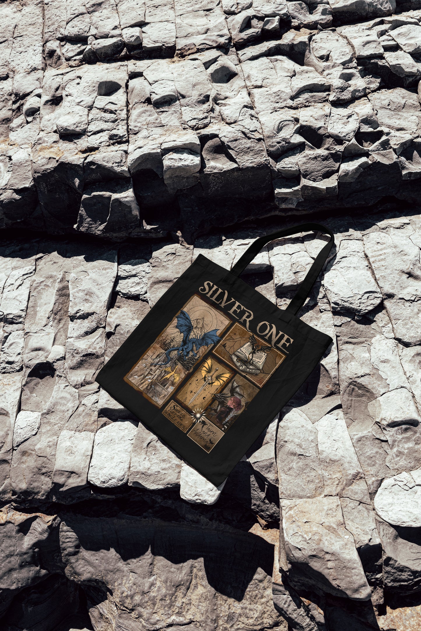 🖤 Silver One Tote Bag – Fourth Wing Dragon Rider Fantasy Merch ⚔️