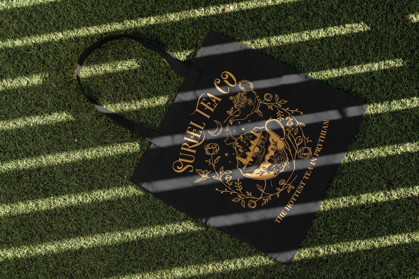 🌿 Suriel Tea Co. Tote Bag – “The Hottest Tea in Prythian” 🖤📚