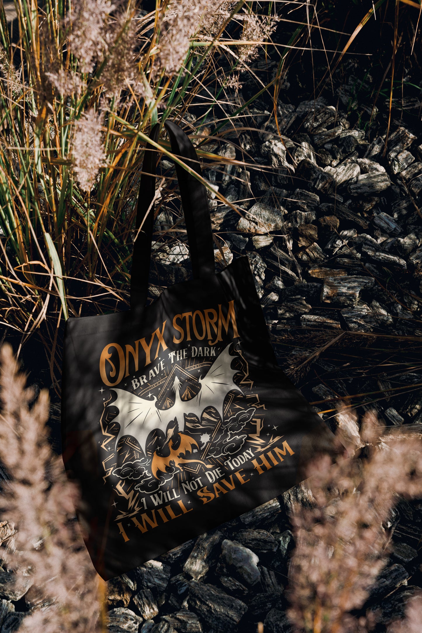 Onyx Storm Dragon Rider Tote Bag