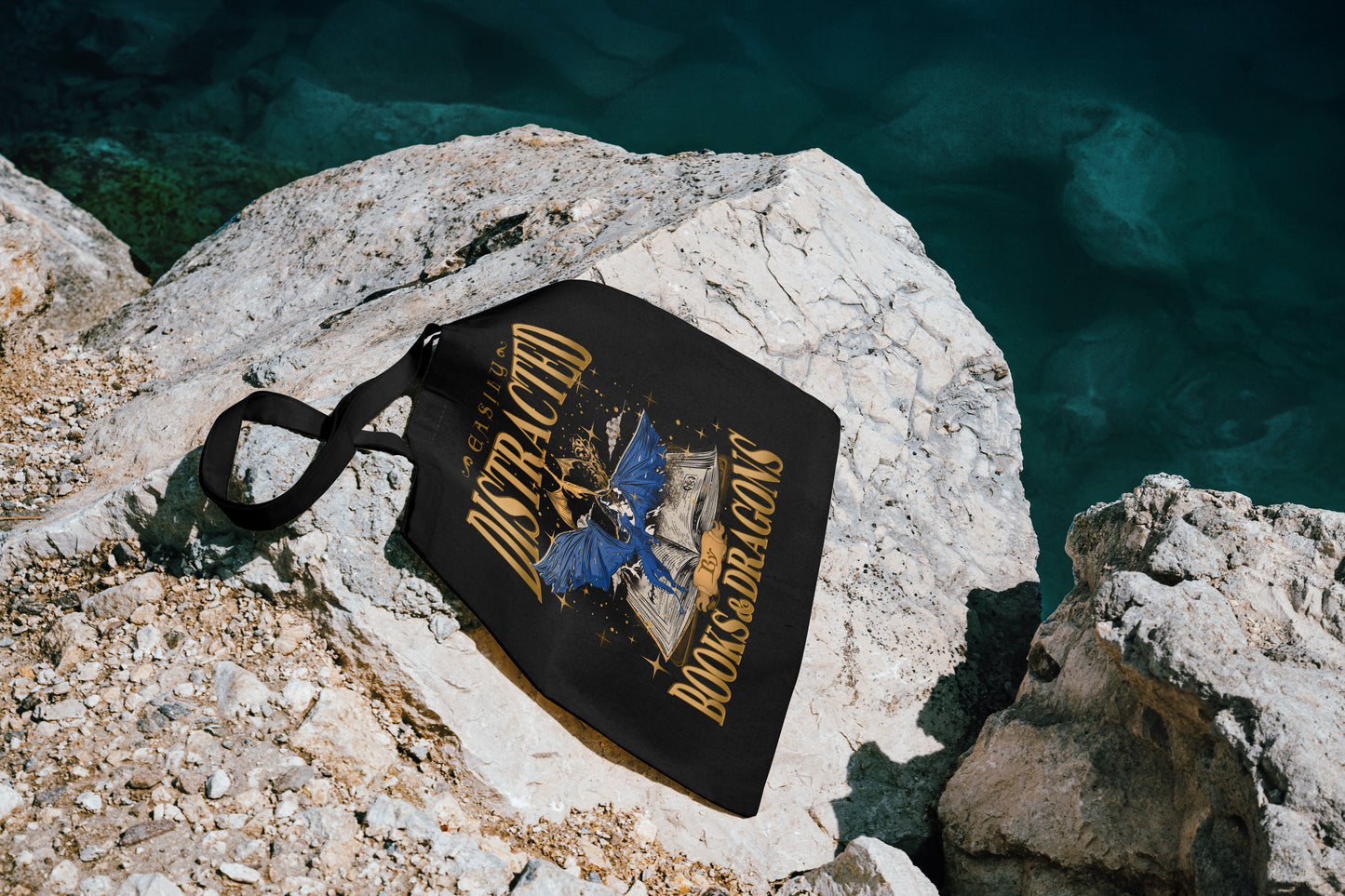 "Easily Distracted by Books & Dragons" Tote Bag